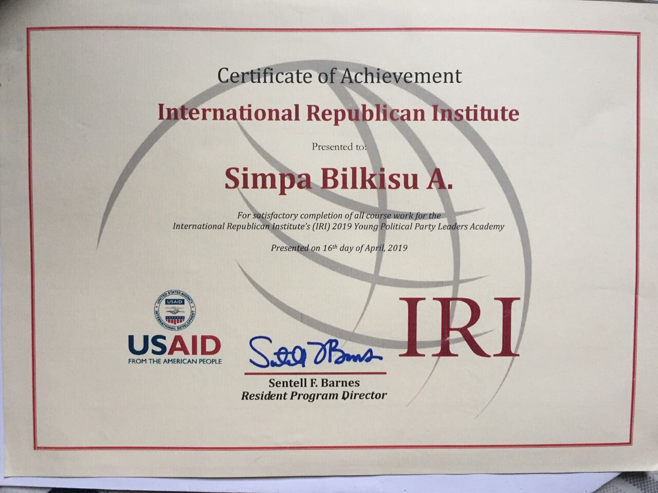 simpas iri certificate